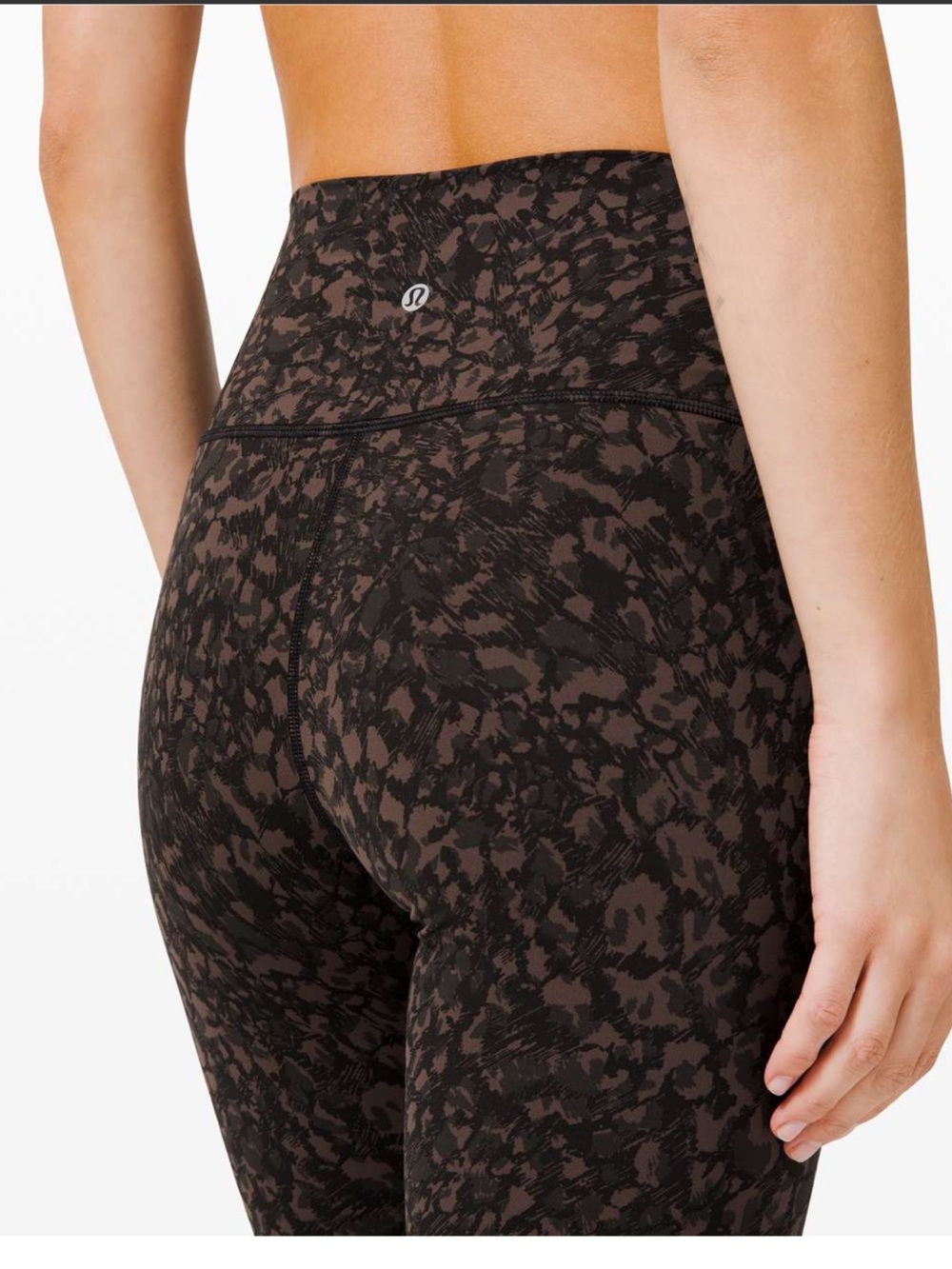 lululemon Wunder Under Crop High-Rise Camo Leggings in Brown and Black